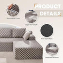 Hobestluk 96“ Modular Sectional Sofa Couches L-Shape Couch 3 Seat Modular Sofa Memory Foam Sectional Couches for Living Room, Cloud Couch with Oversized Chaise (Grey, Checked (Right Facing Chaise)) by CozyNest Decor