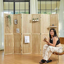 ‌Room Divider Freestanding Folding Pegboard Privacy Screen | 6-Panel Display Stand for Jewelry, Craft Shows, Retail | Natural Wood, Portable & Space-Saving Design by CozyNest Decor
