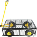 Wagon Removable Sides - Farm, Warehouse, Yard Dump Cart - Yellow+Black Air Wheels by GreenHaven Gardens