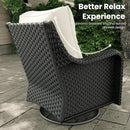 10 Pieces Outdoor Patio Furniture Sets with Rocking Swivel Chairs with 6-inch Thick Cushion and Fire Pit Table for Deck Lawn by GreenHaven Gardens