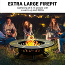 47 Inch Fire Pit with 2 Grills, Outdoor Extra Large Firepits for Outside, Wood Burning Fireplace for Camping,Picnic,Bonfire, 3-in-1 Round Metal Table with Lid for Backyard,Patio,Party by GreenHaven Gardens