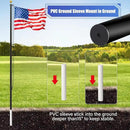 20FT Sectional Super Thick Flag Pole Kit, Heavy Duty 13 Gauge Aluminum in Ground Flagpole with 3x5 American Flag for Residential or Commercial, Black by GreenHaven Gardens