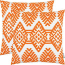 HWY 50 Orange Decorative Throw Pillow Covers 18x18 Inch, Pack of 2 Embroidered Cotton Farmhouse Cushion Cover Pillow Case for Sofa Couch Living Room Bed Bedroon, Modern Diamond Geometric by CozyNest Decor
