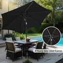 FLAME&SHADE 10ft Patio Umbrella - Outdoor Umbrella with 6 Sturdy Ribs, Push Button Tilt and Crank, UV Protection Table Market Umbrella for Pool, Porch，Garden, Deck, Backyard (Black) by GreenHaven Gardens