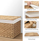 Wicker Storage Basket with Lid, 27.7 Gallon (105L) Large Blanket Basket with Lid, Woven Storage Bin with Handles, Removable Liner, Metal Frame, Foldable, for Bedroom, Laundry Room, Natural by CozyNest Decor