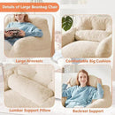 Bean Bag Chair for Adults with Pillow,Oversized Bean Bag Couch for Adults Chairs,Giant Lazy Couch Sofa Chairs with Filler,Large Reading Chair for Living Room Bedroom,Apricot by CozyNest Decor