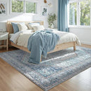 DCX Machine Washable Blue and Beige Area Rugs 5x7, Non Slip Stain Resistant Vintage Floral Rug for Living Room Bedroom Nursery, Soft Low Pile Large Carpet by CozyNest Decor