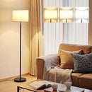 Ambimall Modern Standing Floor Lamp for Living Room & Bedroom with 3 Color Temperatures Bulb & Pull Chain Switch, 60" Tall with Beige Shade & Black Pole by CozyNest Decor