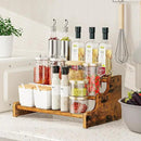 KLM 3-Tier Spice Rack, 13.8 Inch Wood Step Shelf Countertop Spice Storage Holder, Kitchen Pantry Cabinet Organizer Cupboard for Spice Bottles, Jars, Seasonings, Baking Supplies,Bathroom Organizer by CozyNest Decor
