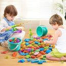 Magnetic Fishing Game Pool Toys for Kids 3-5, Water Table Bathtub Kiddie Party Toy with Pole Rod Net Plastic Floating Fish, Outdoor Toys for Kids Age 3 4 5 6 7 8 Year Old by TinyTreasures Baby Boutique