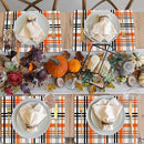 Fall Placemats Set of 6 Fall Orange Black Buffalo Plaid Plastic Table Mats Autumn Thanksgiving Place Mats Halloween Seasonal Table Decoration for Indoor Outdoor Party Kitchen Dining by CozyNest Decor