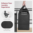 Tajsoon Laundry Sorter Cart with Hanging Rack, Laundry Sorter 3 Section, Laundry Hamper with Heavy Duty Rolling Lockable Wheels, Black by CozyNest Decor