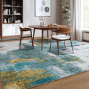 Kelarea 5x7 Blue Rugs for Living Room, Washable Non-Slip Large Rug Abstract Stain Resistant Carpet, Low Pile Soft Indoor Rug for Bedroom, Dining Room, Nursery, Kitchen, Home Office by TinyTreasures Baby Boutique