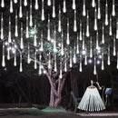 Solar Meteor Shower Lights,Solar Christmas Lights Outdoor Waterproof,16 Tubes 384 LEDs (Equivalent to 2 Sets of 8-Tube) Icicle String Light,LED Rain Drop Light for Tree Garden Decoration (Cool White) by GreenHaven Gardens