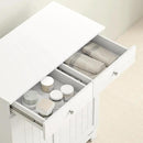 HOMCOM Laundry Hamper Cabinet with 2 Removable Baskets, Tilt Out Laundry Hamper Cabinet with 2 Drawers and 2 Beadboard Doors, Laundry Cabinet Bathroom Storage Cabinet, White by CozyNest Decor