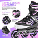 2PM SPORTS Vinal Girls Adjustable Flashing Inline Skates, All Wheels Light Up, Fun Illuminating Skates for Kids Men Adult Women and Boys by TinyTreasures Baby Boutique