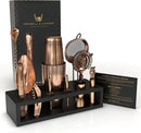 Highball & Chaser Bartender Kit with Black Bamboo Stand Beautiful Cocktail Shaker Set and Bar Tools Stainless Steel Boston Shaker Bartender Kit with Stand (Antique Copper) by CozyNest Decor