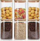 50oz Glass Food Storage Jars Set of 6,Glass Storage Containers Clear Glass Food Canister with Bamboo Lid Airtight For Serving Tea, Coffee, Flour, Sugar, Candy, Cookie, Spice and More (Square) by CozyNest Decor
