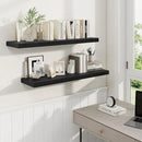 36 Inch Floating Shelves, 9.3 Inch Deep Rustic Wall Shelves - Extra Deeper Wall Mounted Storage Shelves for Bathroom, Kitchen, Living Room (Black, Set of 2) by CozyNest Decor