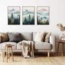 HLNIUC Misty Mountain Forest Framed Wall Art Set,Green Fog Pine Tree Wall Decor,White Foggy Forest Senic Canvas Wall Painting,Fogforest Landscape Art Print for Living Room,Bedroom,Office - 16”x24”x3 by CozyNest Decor