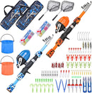 LEOFISHING 2 Set Kids Fishing Pole Set with Full Starter Kits Portable Telescopic Fishing Rod and Reel Cambos with All The Necessary Fishing Kits for Boys Girls and Youth by TinyTreasures Baby Boutique