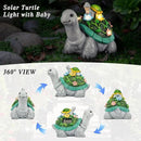 LESES Garden Statues, Turtle Solar Statue Garden Decor Clearance, Cute Turtle Figurines with Baby & 7 LED Solar Lights Lawn Decorations for Patio Yard Gifts for Mom Grandma Housewarming by GreenHaven Gardens