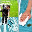 Waterproof Outdoor Rug 8x10 Contemporary Reversible Plastic Straw Rug, Easy Cleaning Striped Patio Carpet, UV-Resistant Indoor Outdoor Floor Cover for RV, Porch, Deck, Backyard, Light Blue by CozyNest Decor