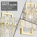 IKK Gold Crystal Pendant Light for Kitchen Island, Luxury Water Ripple Glass Chandelier Lights Fixture, Modern Elegant Adjustable Pendant Lighting for Dining Room Bedroom, E12 Bulb, L6.5'' x H11.8'' by CozyNest Decor