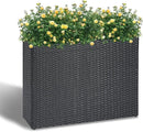 LEWIS&WAYNE Large Rectangular Block Planter Box Handmade Wicker Tall Planters for Outdoor Plants with Removable Liners Modern Planter for Indoor Outdoor Patio Deck - Black, 38''x11''x30'' by GreenHaven Gardens