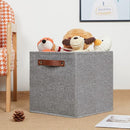HNZIGE Shelf Storage Cubes Bins for Organizing, Set of 4, Cabby Fabric Cube 11x11 Closet Organizer with Handles (Gray) by TinyTreasures Baby Boutique