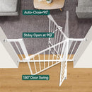 Babelio Metal Baby Gate, 29-43" Auto Close Easy Install Pet Gate, Extra Wide Walk Thru Child Safety Gate, 30" Tall Pressure Mounted Dog Gate for Doorways & Stairs, White by TinyTreasures Baby Boutique