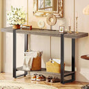 Huuger 47.2 Inch Entryway Table, 2-Tier Industrial Console Sofa Table with Storage, Accent Table, for Entry, Hallway, Entrance, Foyer, T-Shaped Metal Frame, Grey by CozyNest Decor