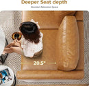 Faux Leather Oversized Accent Chair with Storage Deep Seat Single Sofa Large Reading Armchair for Living Room Bedroom Office Brown by CozyNest Decor