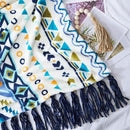 CASAAGUSTO Boho Throw Blanket - Blue and White Decorative Blankets with Tassel, Printed Flannel Bohemian Blanket for Chair, Bed, Sofa, Couch(50 * 60, Blue and White) by CozyNest Decor