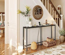 SUPERJARE Console Table with Outlet, 63 Inch Sofa Table with Charging Station, Narrow Entryway Table, Skinny Hallway Table, Behind Couch Table, for Living Room, Plants, Black by CozyNest Decor
