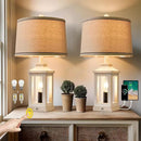 23.75" Retro Farmhouse USB C+A Ports Table Lamp Set of 2 with 3 Way Dimmable Touch Control White Nightlight Vintage Modern Lamp for Living Room Bedroom with 2 Light Sources by CozyNest Decor