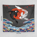 Houselerax Japanese Koi Fish Tapestries, Yin Yang Big Wave Cherry Blossom Tapestry Wall Hanging for Bedroom Living Room Office Decor 60"x50" by CozyNest Decor