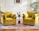 Oversized Accent Chair, 24.5" Deep Seat Large Reading Armchair with Removable Backrest & Detachable Cover,Chenille Yellow for Living Room/Bedroom/Office by CozyNest Decor