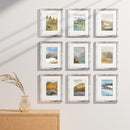 Vittanly 8x10 Picture Frames Set of 9, Shatter Resistant Plexiglass, Display 5x7 Pictures with Mat or 8x10 without Mat, Photo Frames for Wall or Tabletop, Engineered Wood, Distressed White by CozyNest Decor