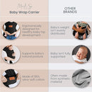 Baby Wrap Carrier - Premium Cotton Baby Carrier Wrap for Newborn to Toddler- Infant Carrier- Baby Holder One Size Fits All with Front Pocket (Black) by Max&so by TinyTreasures Baby Boutique