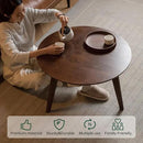 100% Solid Oak Wood Mini Coffee Table, Round Side Table w/Solid Wood Legs, Walnut Mid Century Coffee Table w/Sturdy Frame for Bedroom Balcony Living Room (29.53" D x 17.72" H) by CozyNest Decor