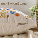 Embroidered Throw Pillow Cover 18x18 Classic Boho Floral Pattern Pillows Cover Outdoor Decorative Pillowcase,Durable Cozy Textured Cushion Case for Sofa Couch Bed Living Room,Orange Blue by CozyNest Decor