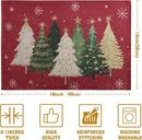 Red Christmas Tree Placemats Set of 4, 12x18 Inch Xmas Trees Snowflakes Winter Holiday Place Mats Seasonal Washable Linen Table Mat for Indoor Outdoor Kitchen Dining Party Decor by CozyNest Decor