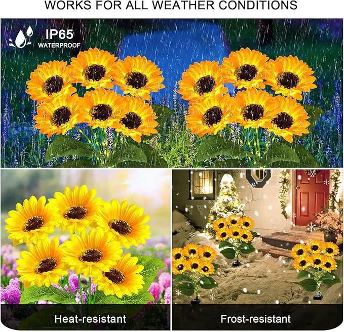 4 Pack Solar Sunflower Garden Lights 24 Vibrant Sunflowers LED Outdoor Decorative Stake Lights for Yard, Patio, Lawn, Pathway, IP65 Waterproof, Gardening Gift for Mom, Grandma, and Friends, photo 6 of 8