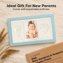Baby Hand and Footprint Kit - Clay Handprint Keepsake Frame, Newborn Nursery Picture Frame, Personalized New Mom Gifts for Baby Shower & Registry (Sky Blue) by TinyTreasures Baby Boutique