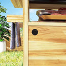 Outsunny Outdoor Grill Cart with Wheels and Storage, Solid Wood Outdoor Kitchen Island with Stainless Steel Top, Movable Bar Cart with Spice Rack, Side Handle, Integrated Hole for BBQ, Natural Wood by CozyNest Decor