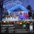 Icicle Lights for Outside, 33FT 400 LED Christmas Lights Outdoor with Waterproof 8 Modes, Plug in Connectable String Twinkle Light for Indoor Home Roof Window Garden Wedding Decorations, Blue White by GreenHaven Gardens