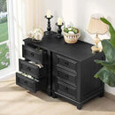 Farmhouse Night Stand Set of 2, 18" End Table with 3 Drawer Metal Handle, Dresser for Bedroom, Sofa Bed Side Table Chest of Drawers,Wood Nightstand Cabinet for Organizer, Living Room-Black by CozyNest Decor