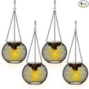 Solar Lanterns Outdoor, 4 Pack Brighter Metal Solar Hanging Lanterns, IP65 Waterproof Solar Lights Outdoor, Gardening Gifts & Decor for Garden Yard Patio Pathway by GreenHaven Gardens