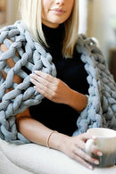 Nuzzie Chunky Knit Weighted Blanket - Breathable, Cooling, Hand Made Knit Throw Blanket for Sleep - Machine Washable, Stylish Decor Design (Misty Grey, Queen | 22lbs | 60"x80") by CozyNest Decor